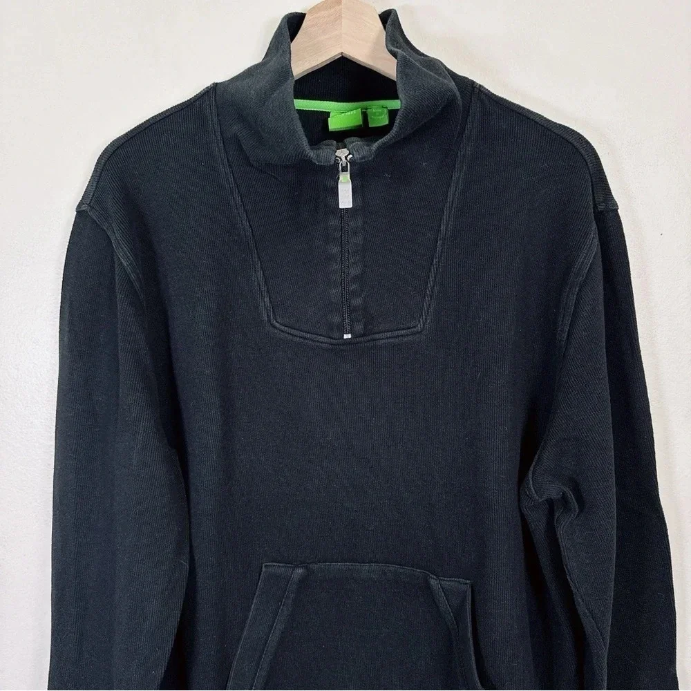Hugo Boss Cotton Half Zip Ribbed Sweater
